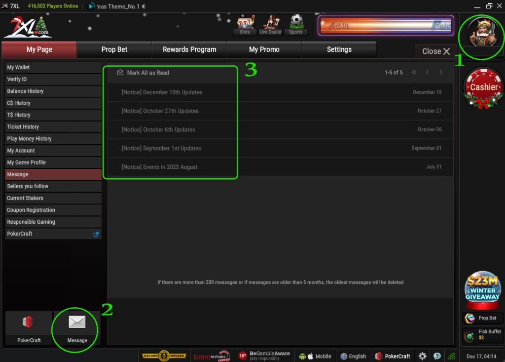 آپدیتها و جوایز سایت جی جی پوکر