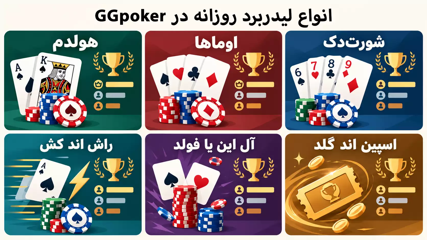 انواع لیدربرد در GGpoker 