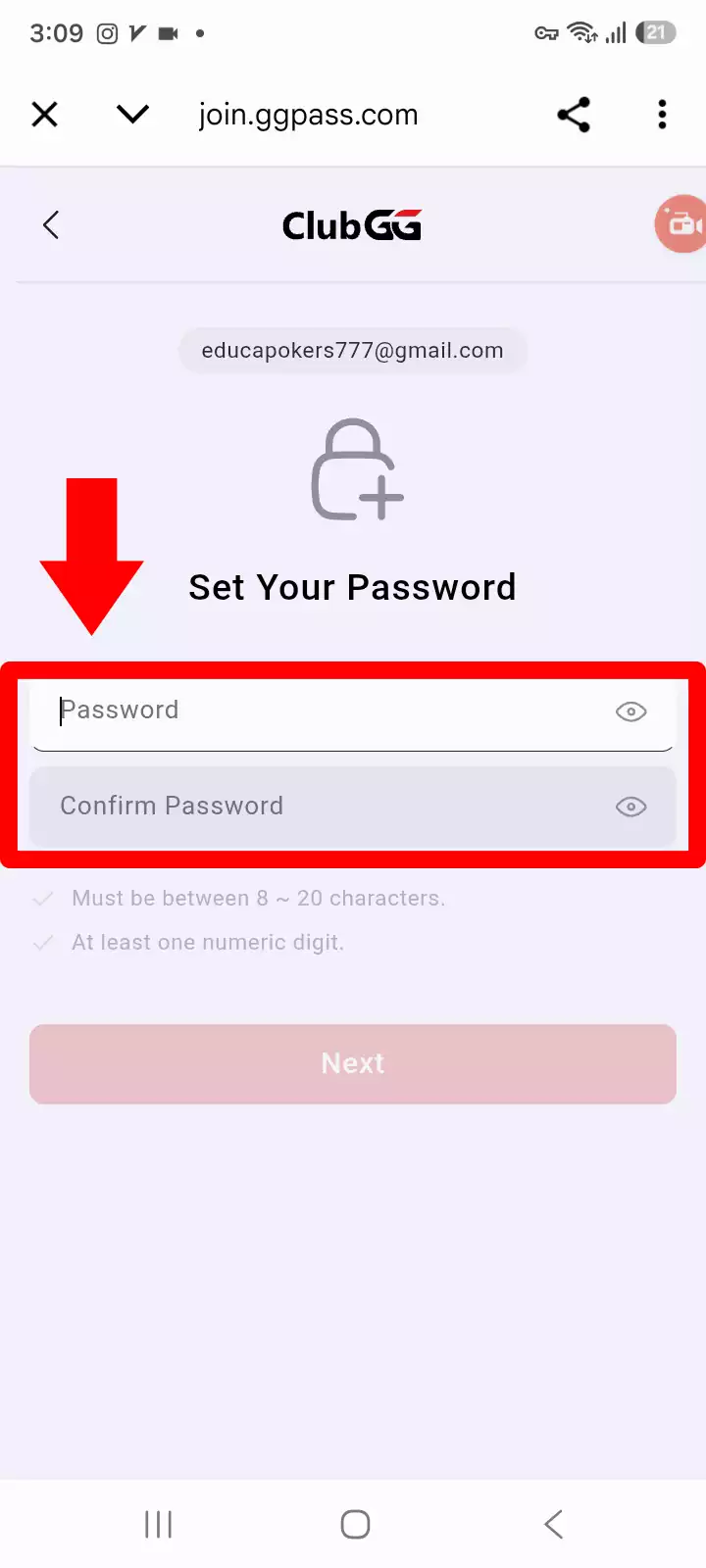 clubgg password